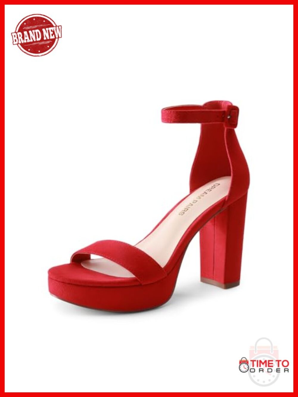 Women's Chunky Platform Heeled Sandals Faux Suede Ankle Strap Prom Party